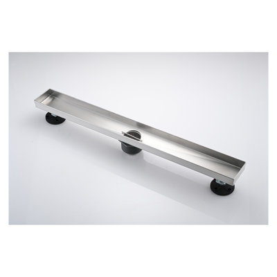 Drain de douche linéaire de 30 pouces avec housse amovible pour carrelage, drain de plancher en acier inoxydable 304 avec crépine et pieds niveleurs, nickel brossé