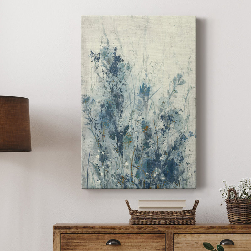 «AU CH Blue Spring I», peinture sur toile tendue, H 36 po x l 24 po x P 1 po