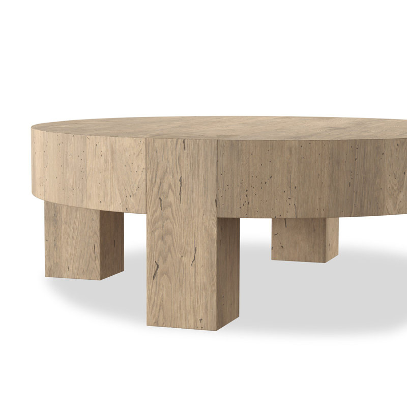 Abaso Round Coffee Table-Rustic Wormwood Oak, Rustic Wormwood Oak, 15" H x 55" W x 55" D