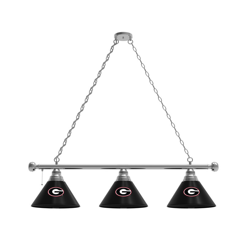 3 - Light Pool Table Lights Pendant, Chrome, Georgia Bulldogs