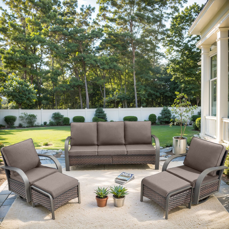 Ensemble de meubles d'extérieur en osier Wyland résistant aux intempéries, parfait pour les patios et les jardins, Gris