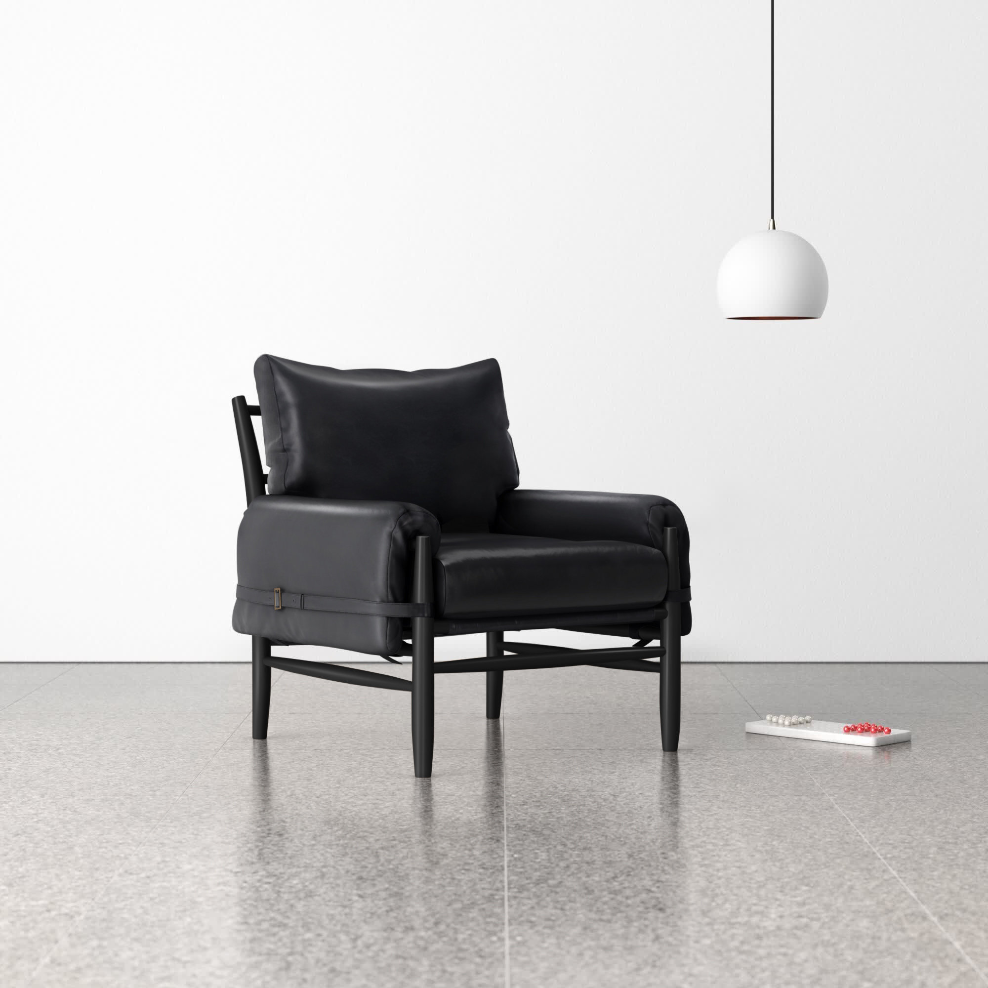 Marla Vegan Leather Armchair, Black Faux Leather