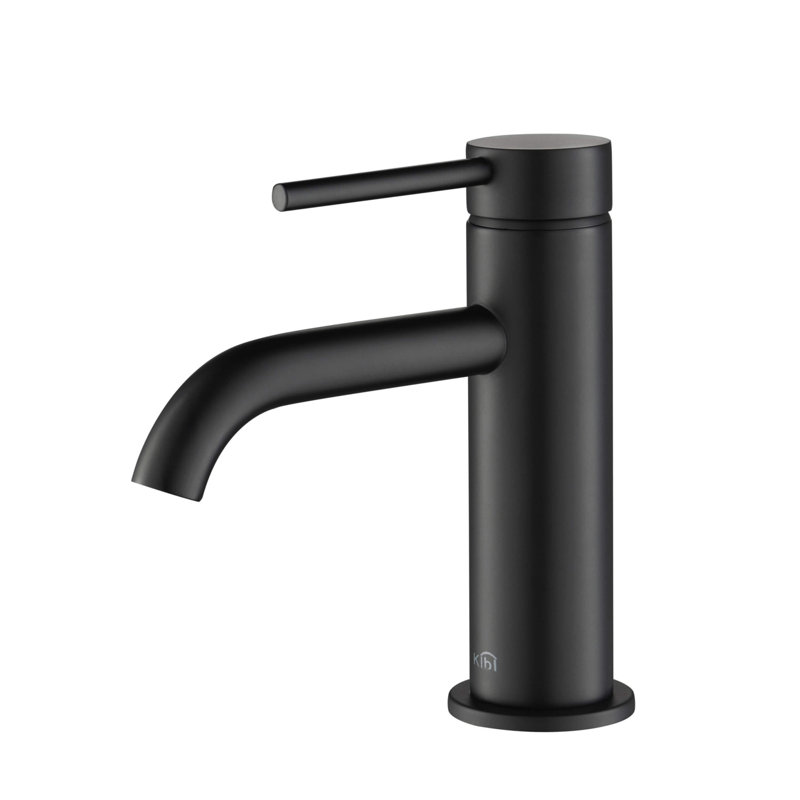 Robinet de salle de bain circulaire à installation monotrou, Noir mat, Système de drainage non compris