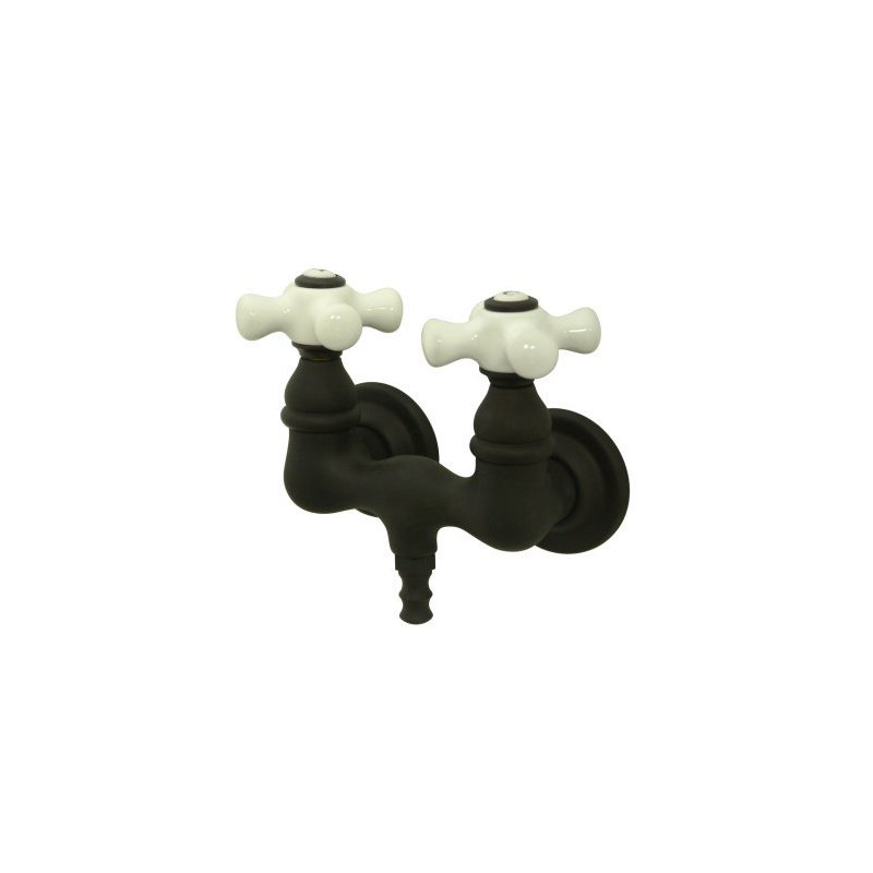 Vintage Double Handle Wall Mounted Clawfoot Tub Faucet, Oil Rubbed Bronze