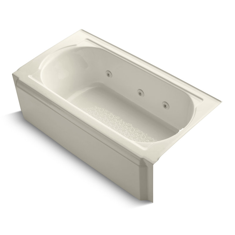 Memoirs 60" x 33.75" Alcove Whirpool Cast Iron Bathtub with Heater, Almond
