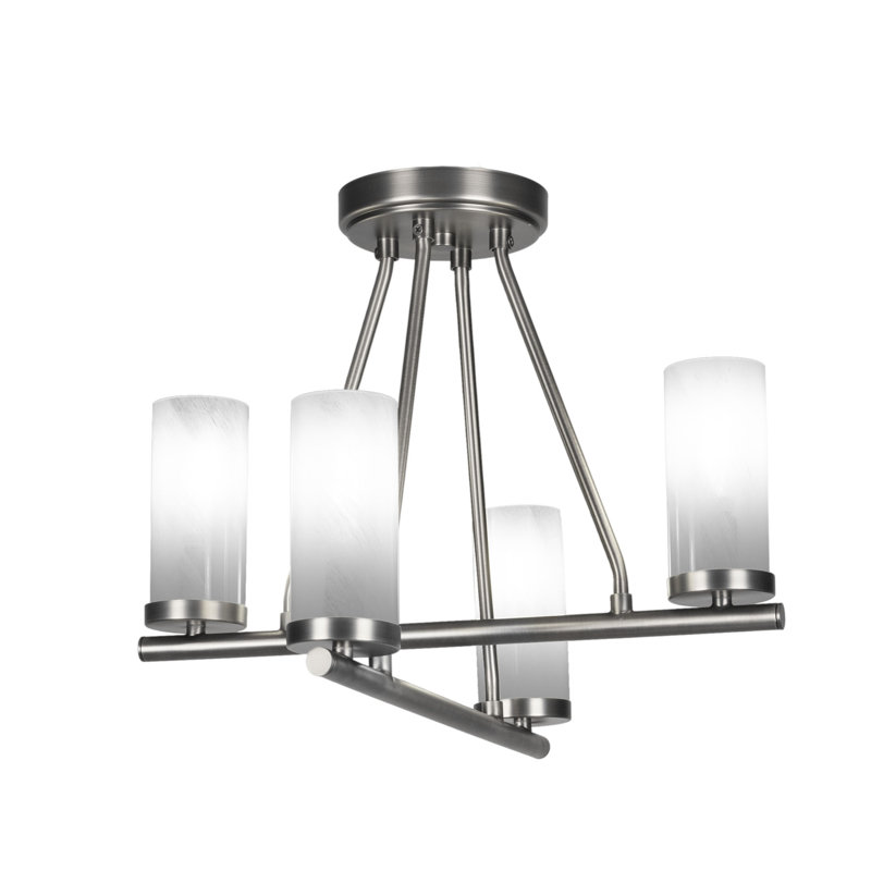 Trinity 4 Light Semi-Flush With 2.5” Glass, Graphite, White