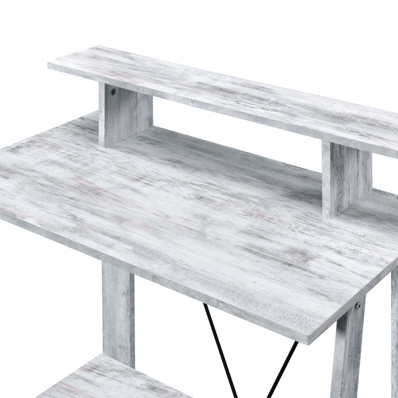 Bureau d'écriture antique blanc et noir avec tablette supérieure, Noir/gris