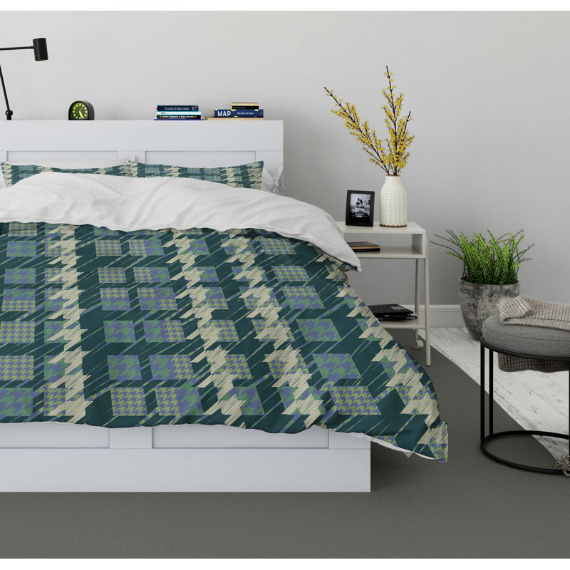 Green Tones Polyester Twill Duvet Cover, Queen Duvet Cover + 2 Pillow Cases