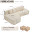 Canapé modulaire à compression avec méridienne confortable, canapé à compression irrégulière en forme de L avec siège profond, canapé-lit modulaire minimaliste pour salon, chambre, salon, ivoire-133386027
