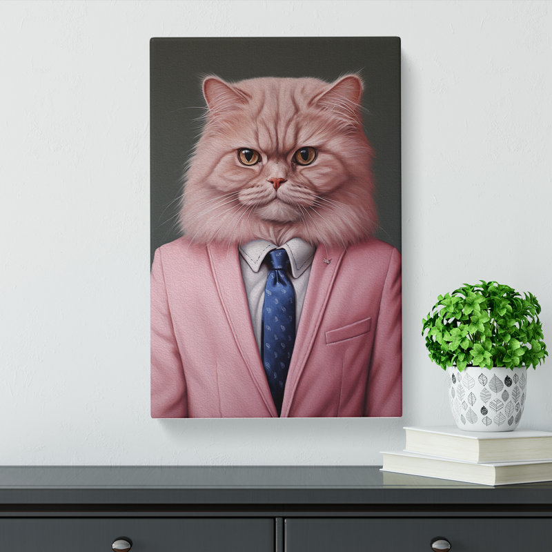 Persian Cat In A Suit - No Frame Print, 50cm H x 35cm W x 3cm D