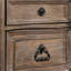 Table de chevet transitionnelle 3, bois massif, ton rustique naturel avec bronze
