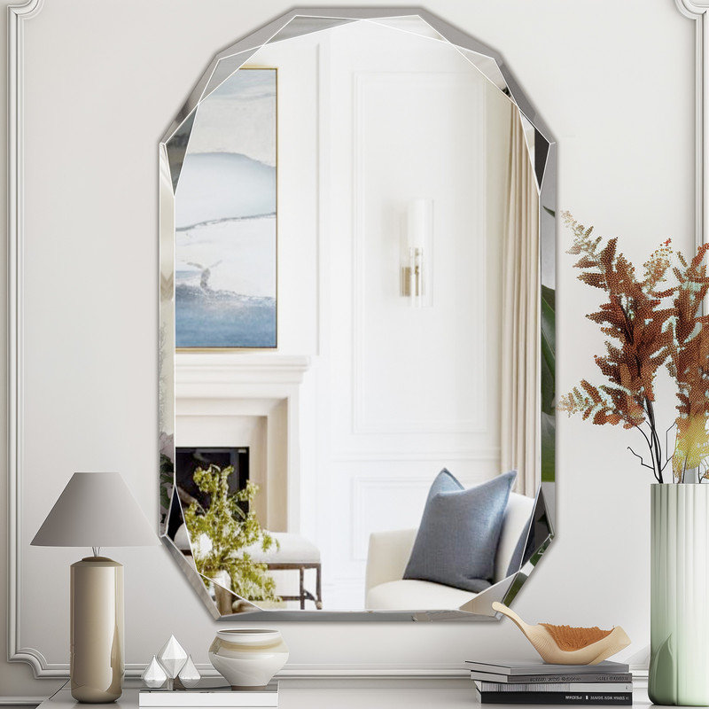 Frameless Bathroom Mirror,Beveled Edge Frameless Mirror for Bathroom,Living Room,Entryway Home Decor,Elegant Wall Mirror