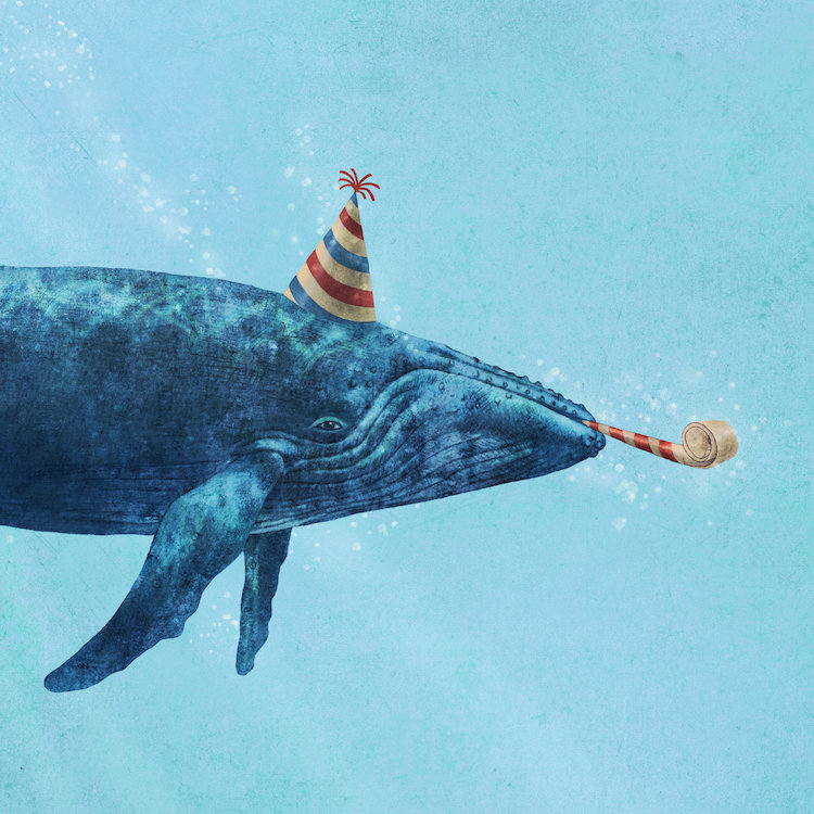 « party baleine », impression sur toile tendue, H 12 po x l 12 po x P 0,75 po