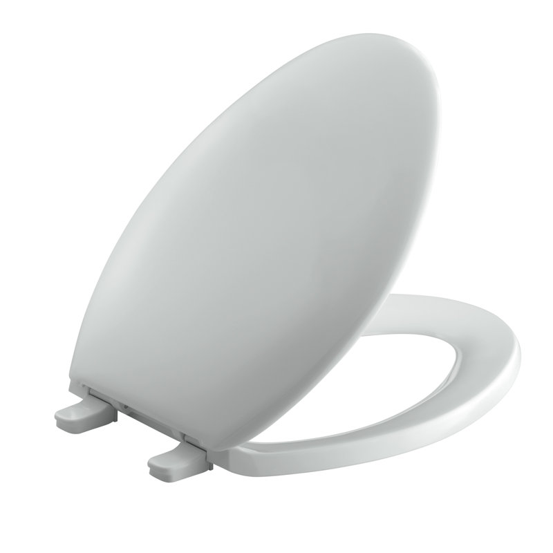 Siège de toilette allongé avec charnières en plastique avec charnières à libération rapide bancroft, Gris glacial