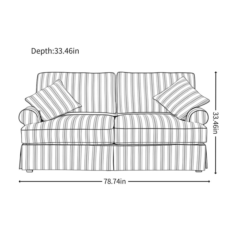 French Retro Blue Striped Double Sofa