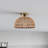 Kaissen 1-E26 Light Bulb Rattan Handmade Farmhouse Semi Flush Mount Ceiling Light