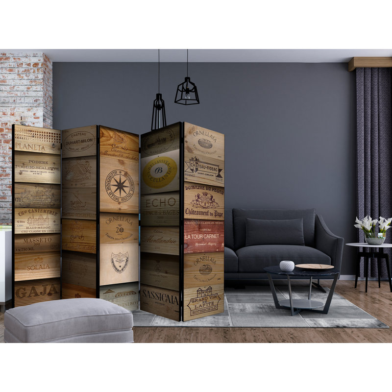 225cm W x 172cm H 5 - Panel Wood Folding Room Divider