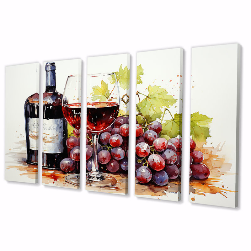 "Vins de cabernet bourgogne I 5 pièces" - 5 pièces, H 32 po x l 80 po