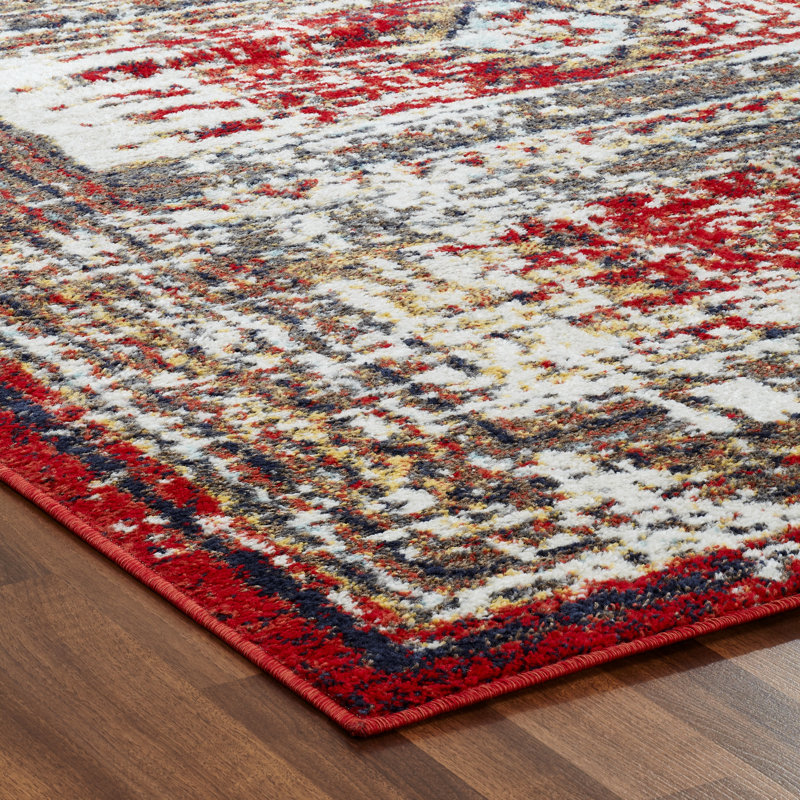 Decker Southwestern Area Rug in Red, Rectangle 5'3" x 7'6"