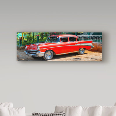 Cosey 'Red Classic Car in Vinales' Photographic Print on Wrapped Canvas