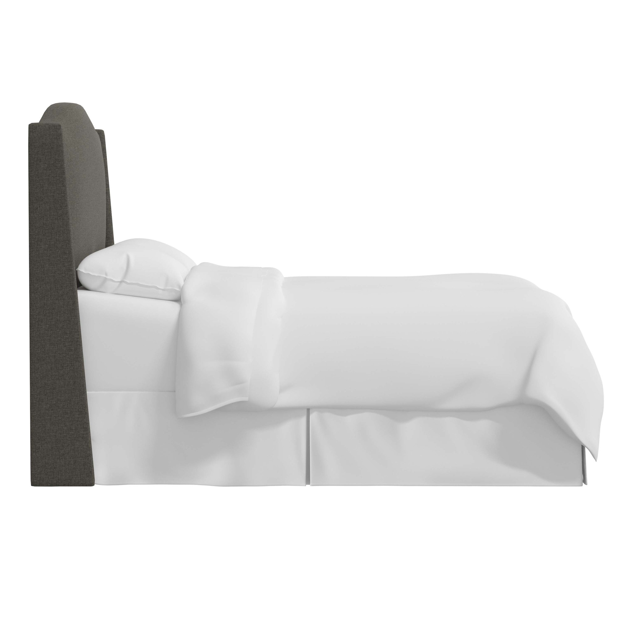 Byrd Upholstered Wingback Headboard, Zuma Charcoal Textured Linen, King