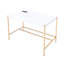 Bureau d'écriture moderne blanc et or avec port pour une option rectangulaire contemporaine de bureau productif