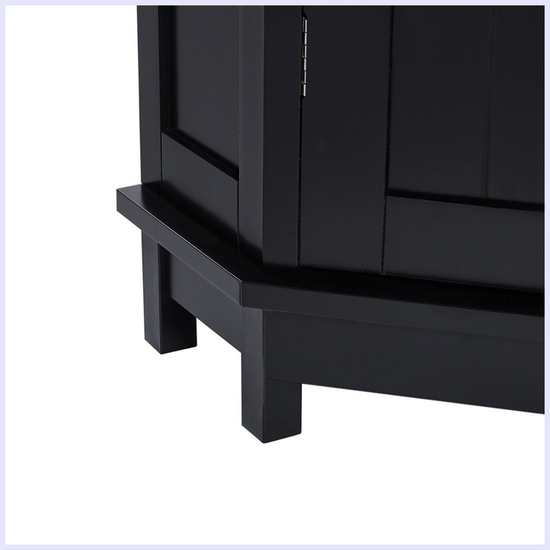 Bathroom Cabinet Triangle Corner Storage Cabinet with Adjustable Shelf, Black