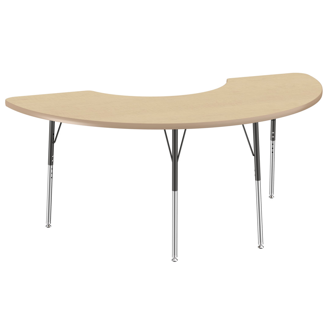 36" x 72" Half Moon T-Mold Activity Table with Adjustable Legs Factory Direct Partners Top/Side 