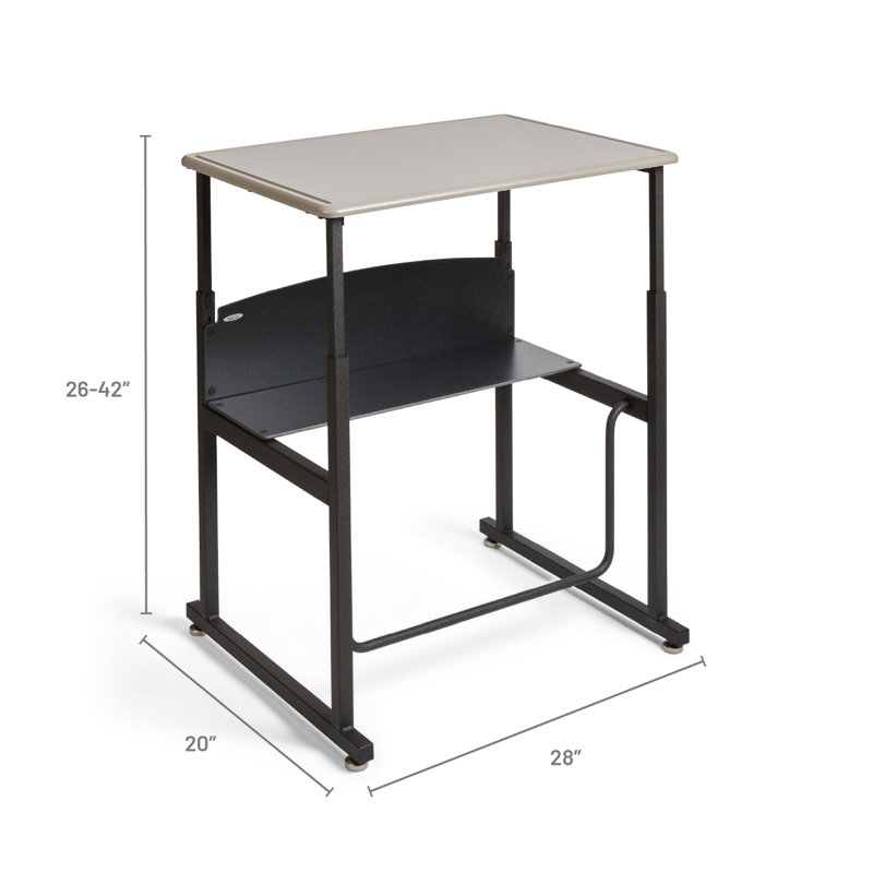 Adjustable Black Steel Writing Desk with Shelf