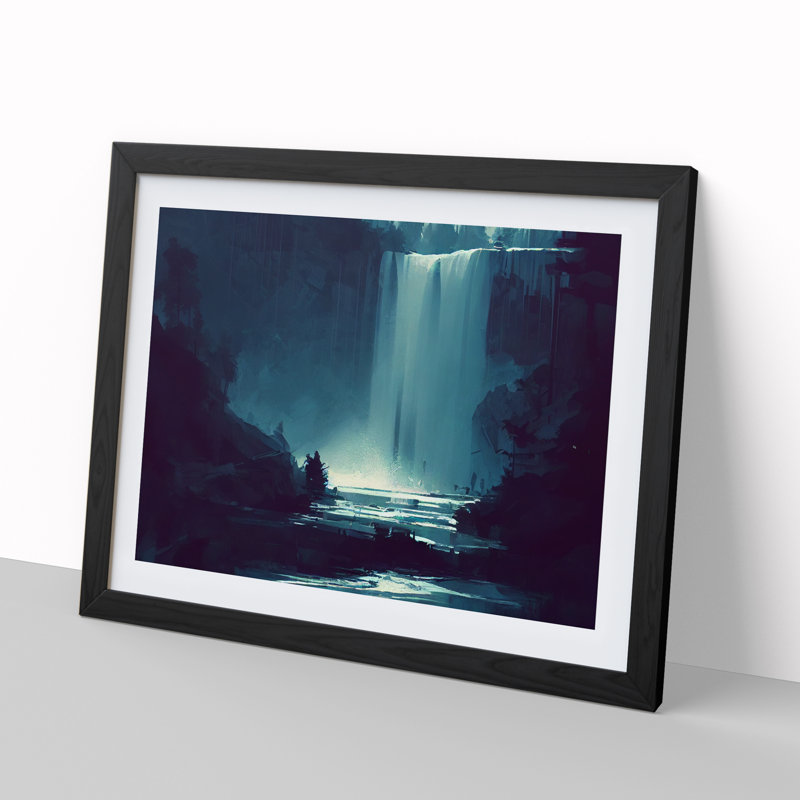 Marvellous Waterfall - Single Picture Frame Painting, Black, 46cm H x 64cm W x 2cm D