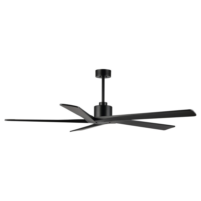 Ventilateur de plafond d'intérieur à 5 pales Baun avec télécommande, 72", Noir, Noir mat