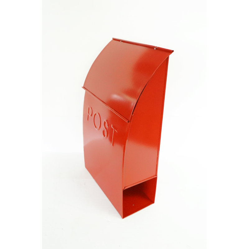 Milano Red Steel Wall Mounted Mailbox with Newspaper Holder