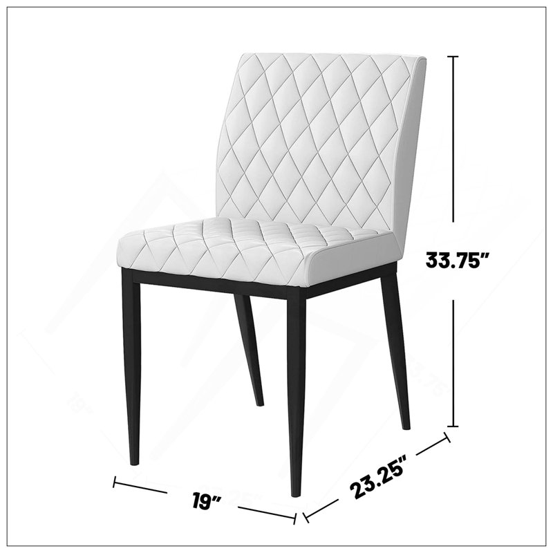 Ensemble de 2 chaises de salle à manger en similicuir et en métal noir et ivoire, parfaites pour les espaces de salle à manger modernes et élégants