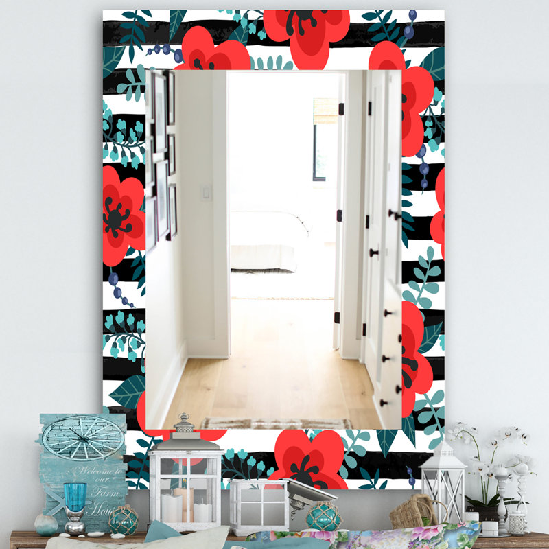 Miroir de salle de bain/meuble-lavabo traditionnel à plantes classiques 1, H 24 po x l 32 po