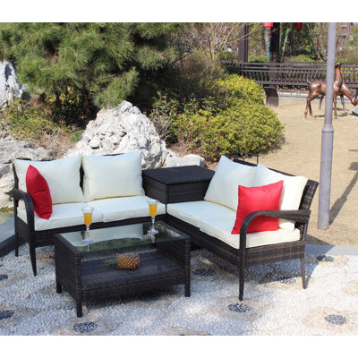 4 Piece Patio Sectional Wicker Rattan Outdoor Furniture Sofa Set -  Winston Porter, 9678C3097E4A436C8536D4D56DAFC208