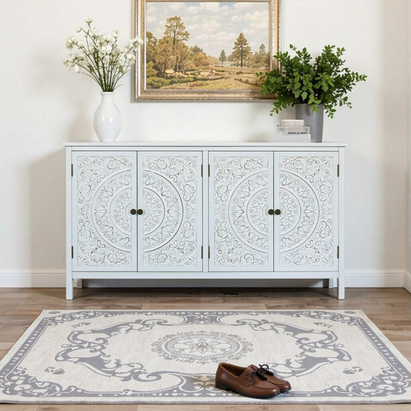 Ophelia & Co. 59 Brown Vintage Accent Cabinet With 4 Doors - MDF Wood ...