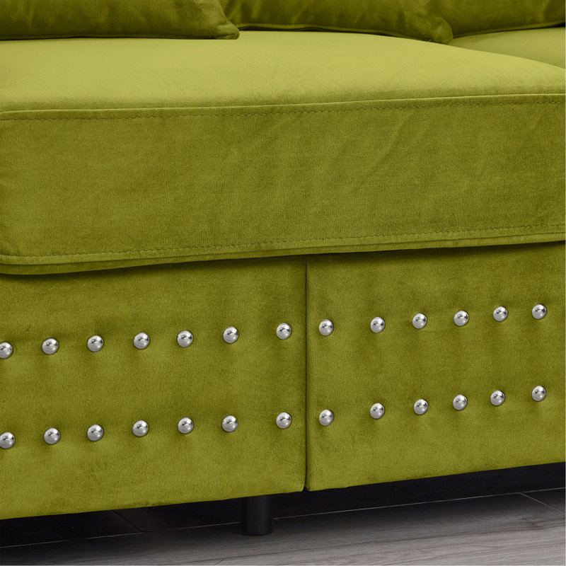 Velours rembourré avec accoudoirs carrés décoratifs Modern Design, Vert