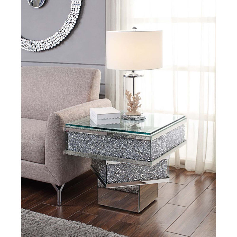 Table de bout à piédestal en verre de 23 po de hauteur