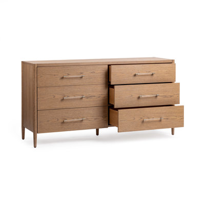 Alisen Oak Wood 6-Drawer Dressser