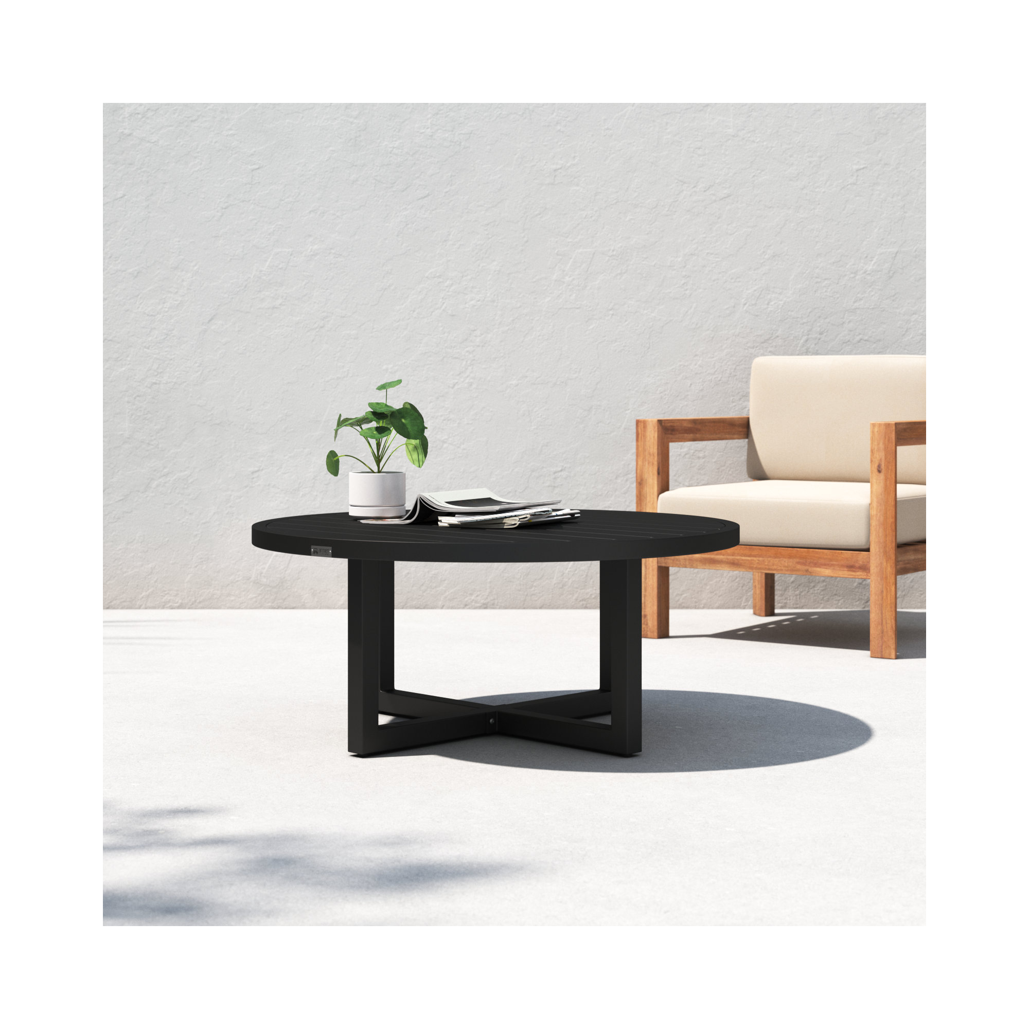 Chaker 42'' Aluminum Outdoor Coffee Table, Black