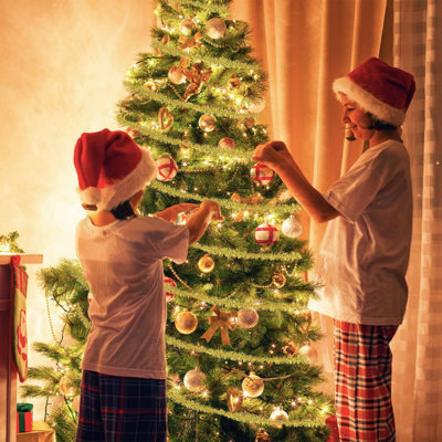 Guirlande de Noël artificielle brillante - 12 pi x 2 po - doré