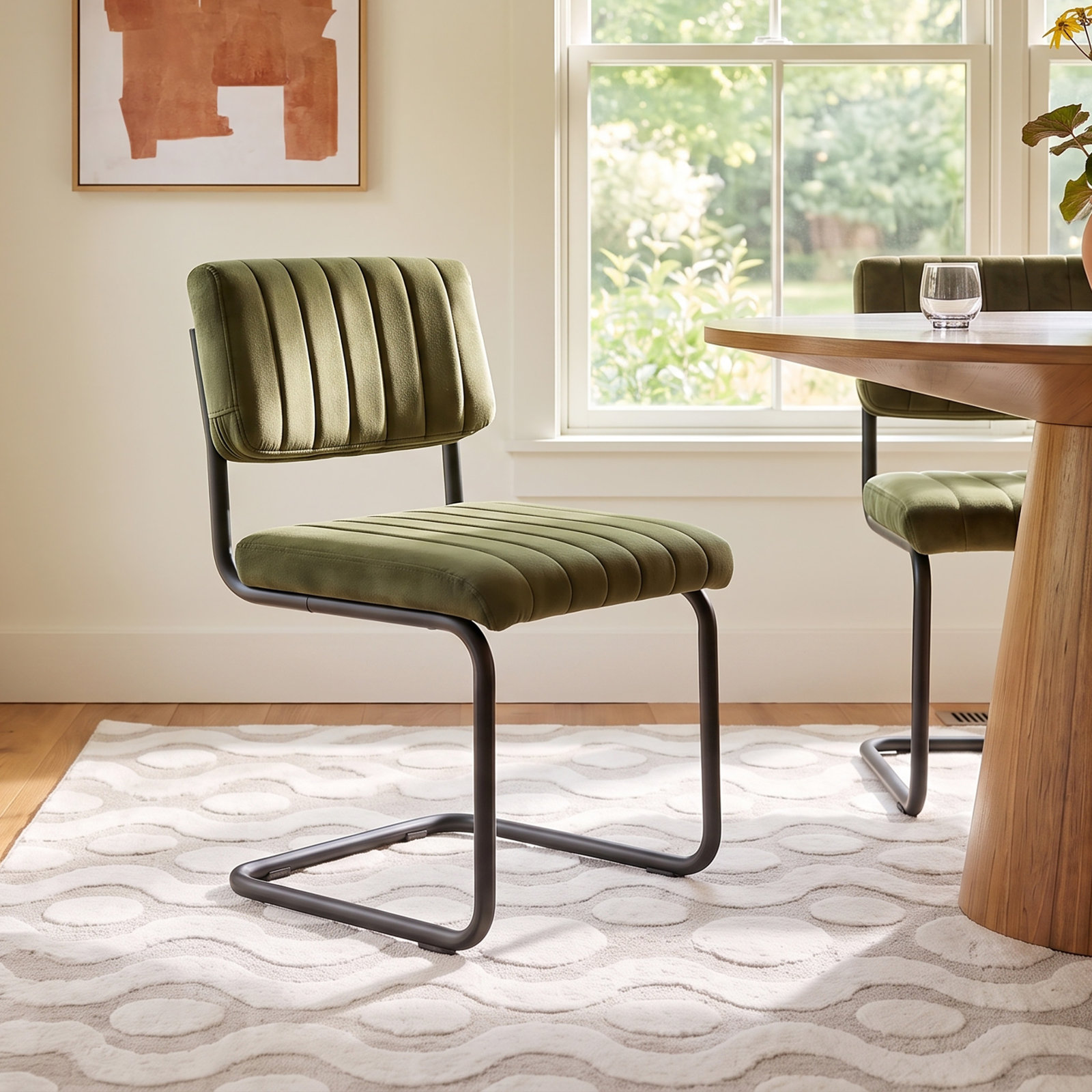 Estes Velvet Side Chair, Olive Velvet