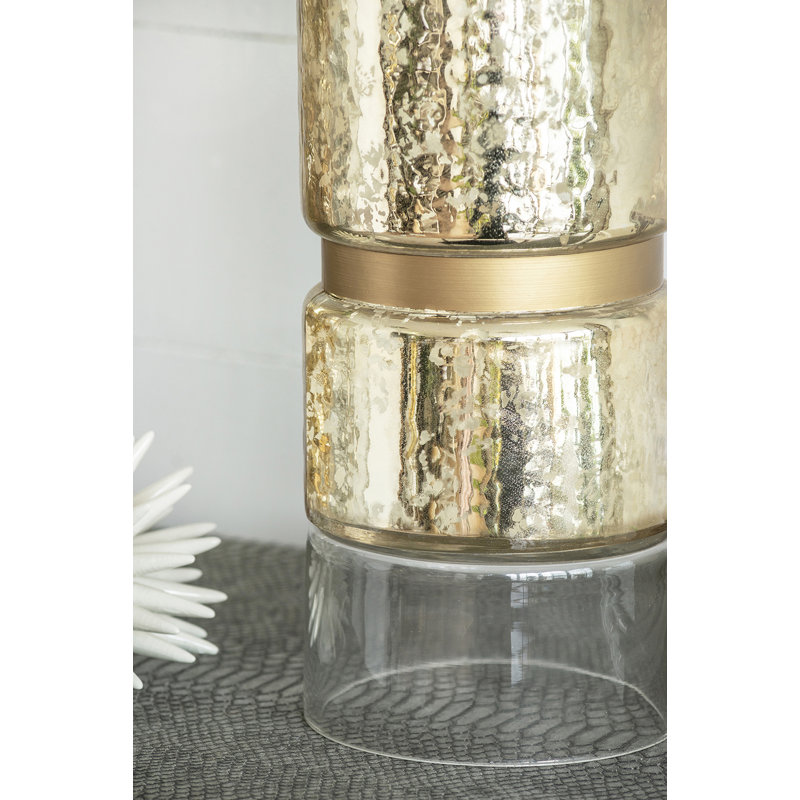 Hurricane de table en verre, Moyen, Or