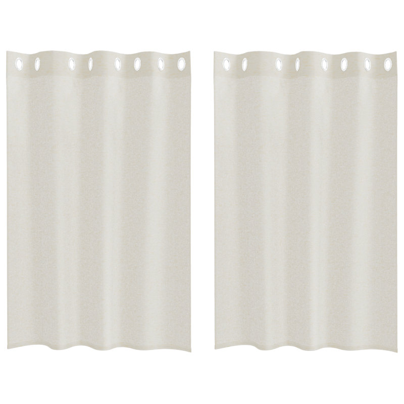 Curtains With Curtains 2 Pcs Polyester, Cream, 140cm Width x 140cm Drop