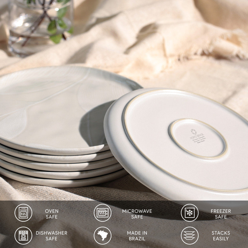 Handcrafted Round Porcelain Salad/Dessert Plates, Set of 6