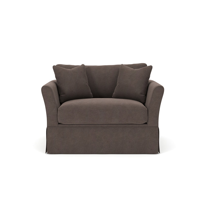Chaise et demi rembourrée Shelby, Velours performance Bella Ash