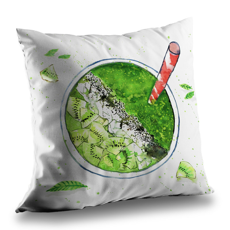 Green Smoothie Poly Twill Throw | Illustrative Leaves Decor