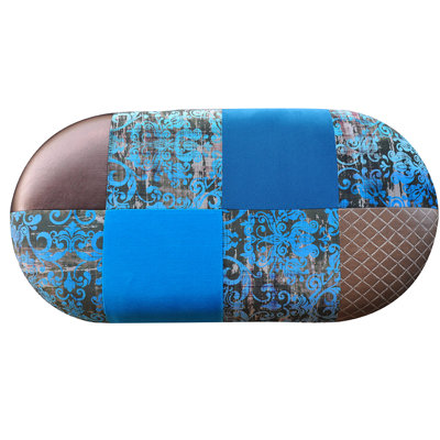 Patchwork Polyester Blend Upholstered Bench