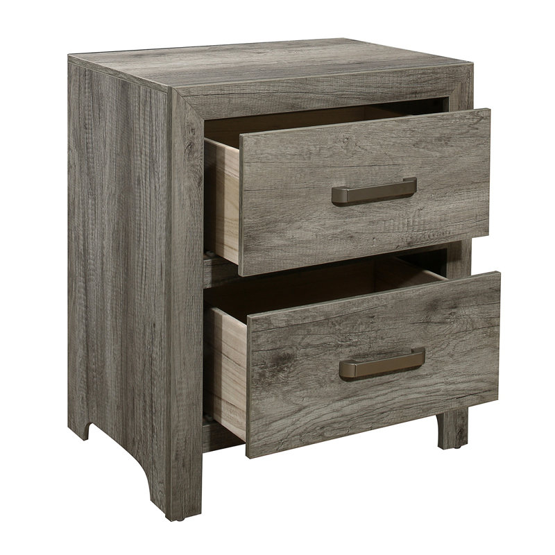 Table de chevet transitionnelle en simili-bois avec table de chevet