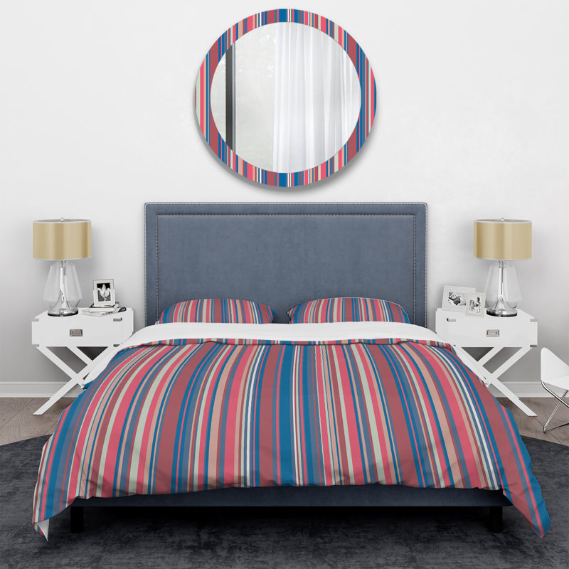 Ensemble de housse de couette en microfibre rouge / bleu / blanc 3 pièces, Housse de couette pour très grand lit et 2 très